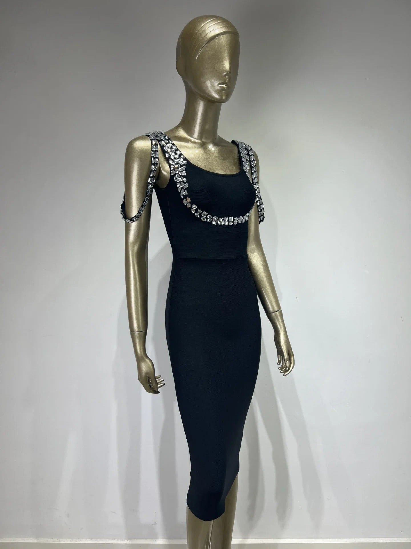 AVP PASSION: Hot Pink & Black Sleeveless Midi Bandage Dress