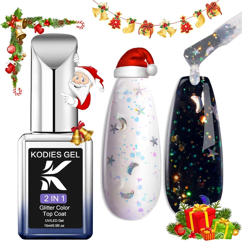 AVP PASSION: Diamond No-Wipe UV Glitter Top Coat Gel Polish (15ML)