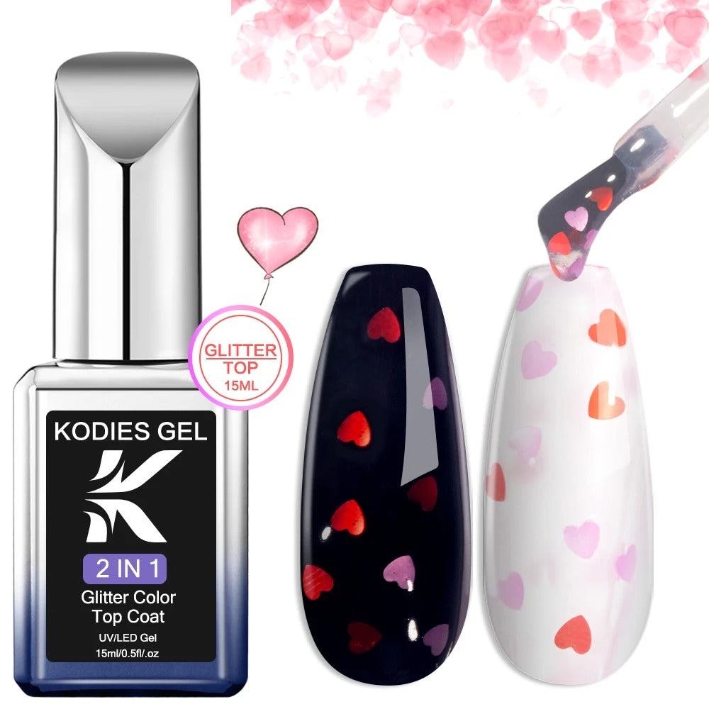 AVP PASSION: Diamond No-Wipe UV Glitter Top Coat Gel Polish (15ML)