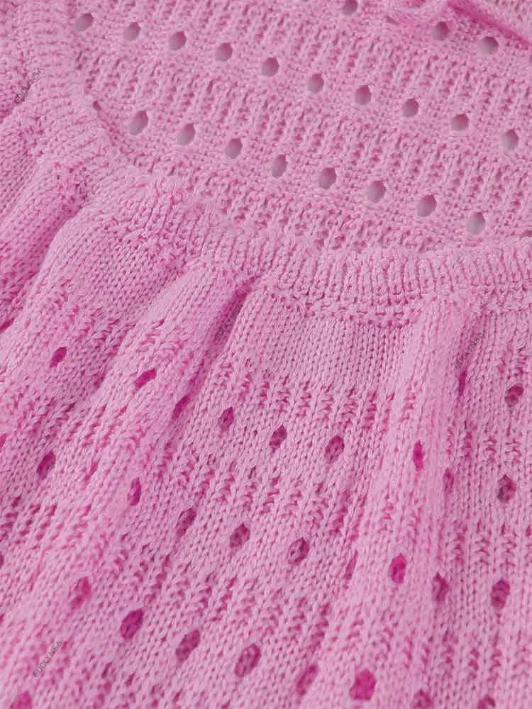 AVP PASIÓN: Vestido playero largo de punto con borlas