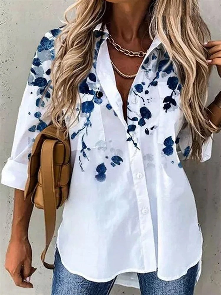 AVP PASSION: Casual Printed Long Sleeve Blouse for Women