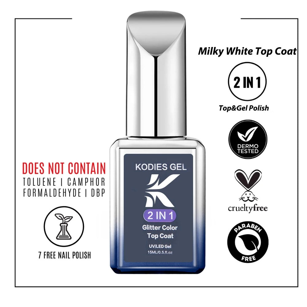 AVP PASSION: Milky White No-Wipe UV Top Coat Gel Polish (15ML)