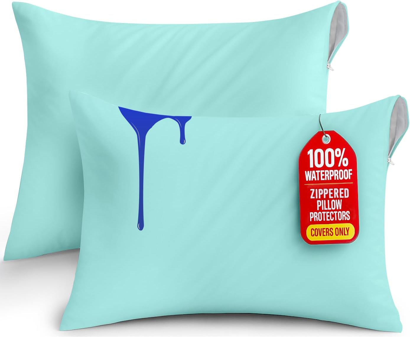 Lot de 2 Protège-Oreillers Imperméables avec Fermeture Éclair (50x70 cm)