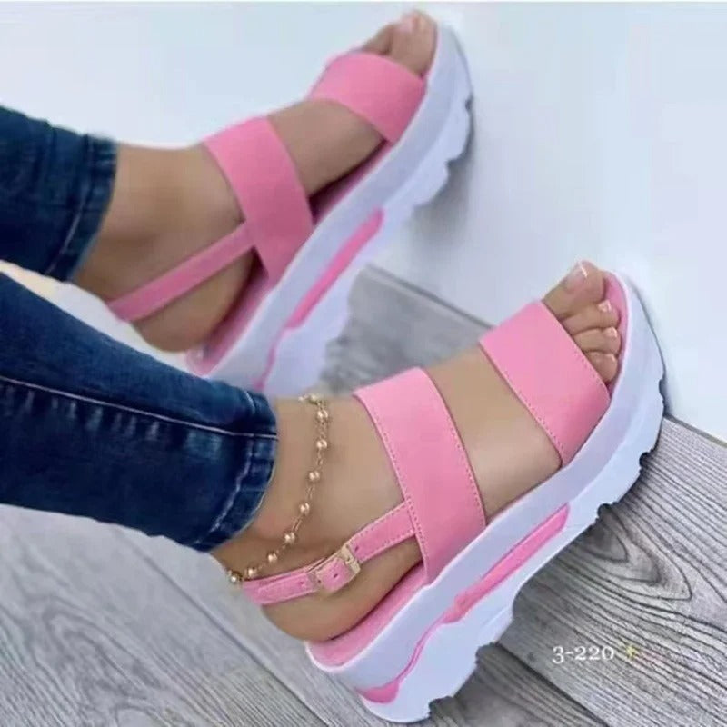 AVP PASSION: Women's Buckle Strap Wedge Sandals
