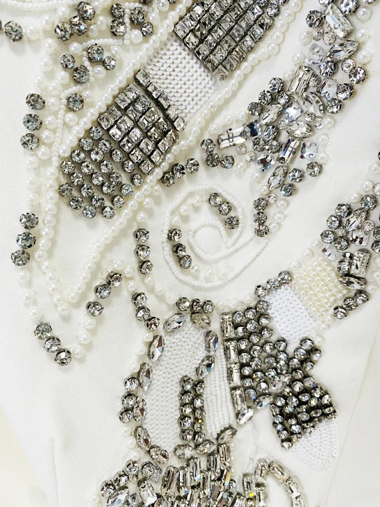 AVP PASSION: Rhinestone Beaded Wide-Leg Suit Set
