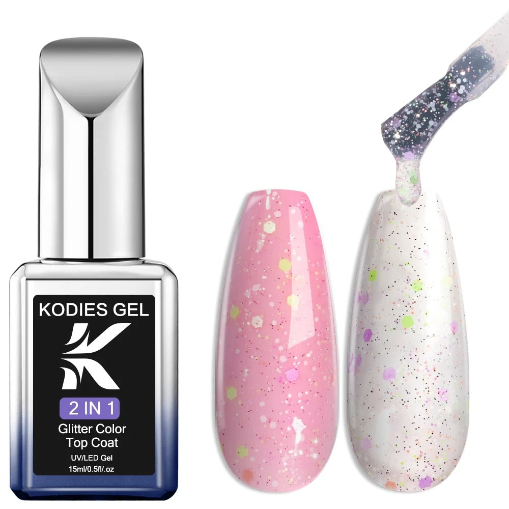 AVP PASSION: Diamond No-Wipe UV Glitter Top Coat Gel Polish (15ML)