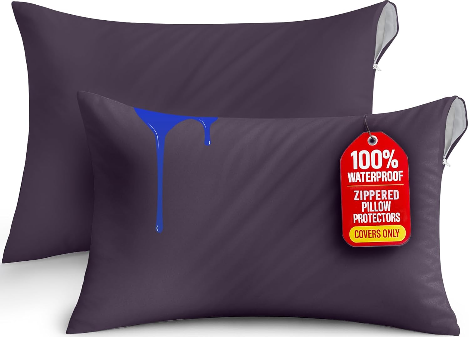 Lot de 2 Protège-Oreillers Imperméables avec Fermeture Éclair (50x70 cm)