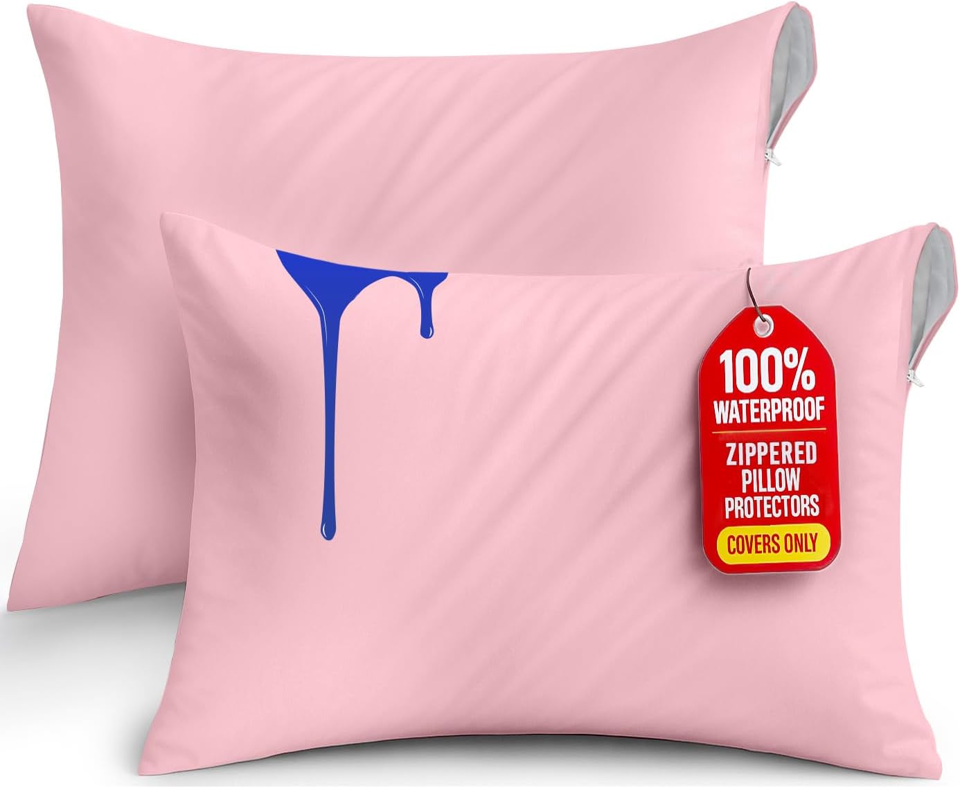 Lot de 2 Protège-Oreillers Imperméables avec Fermeture Éclair (50x70 cm)