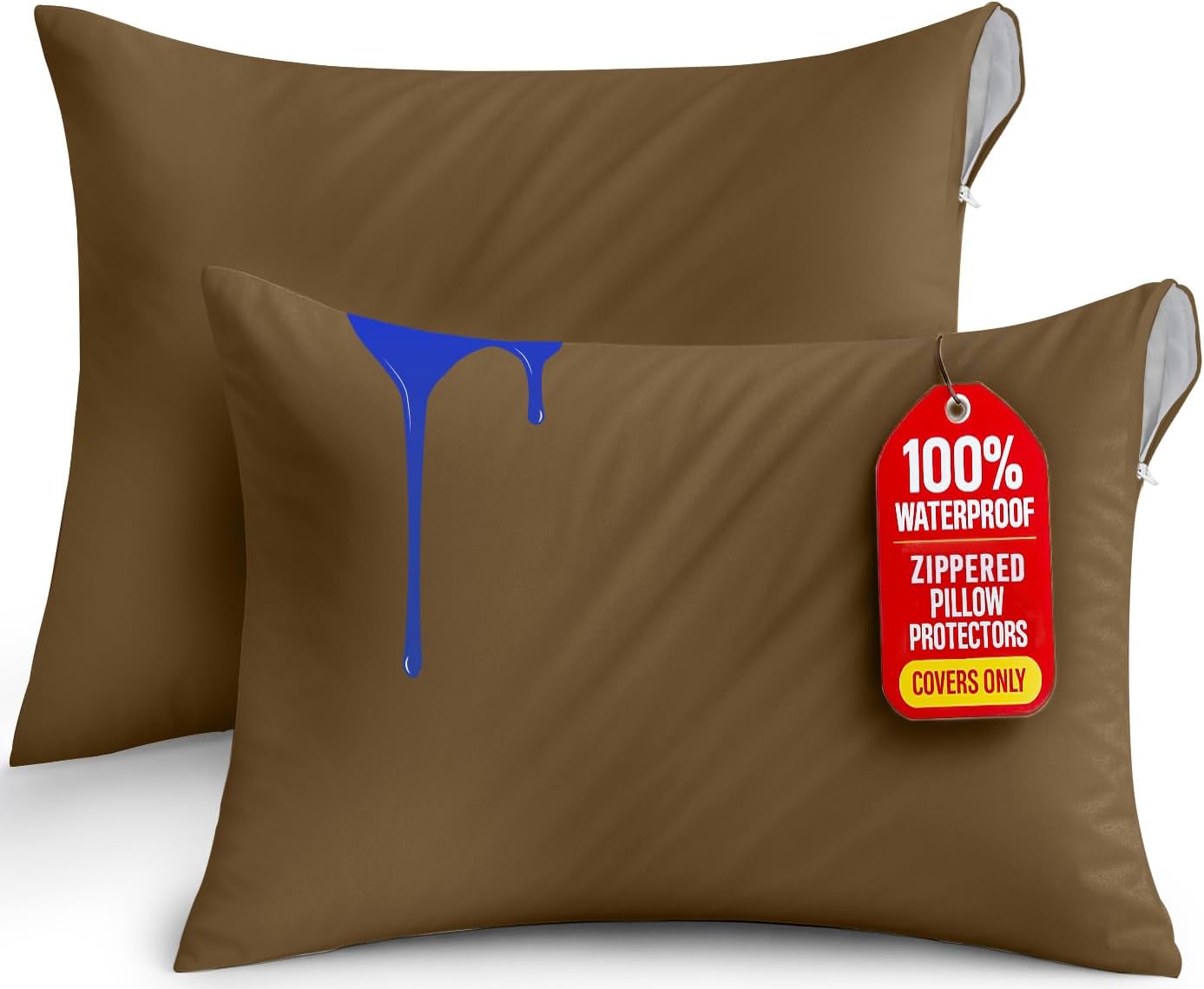 Lot de 2 Protège-Oreillers Imperméables avec Fermeture Éclair (50x70 cm)