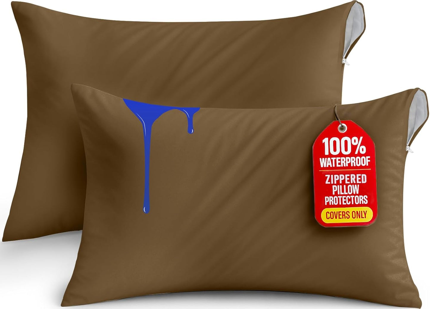 Lot de 2 Protège-Oreillers Imperméables avec Fermeture Éclair (50x70 cm)