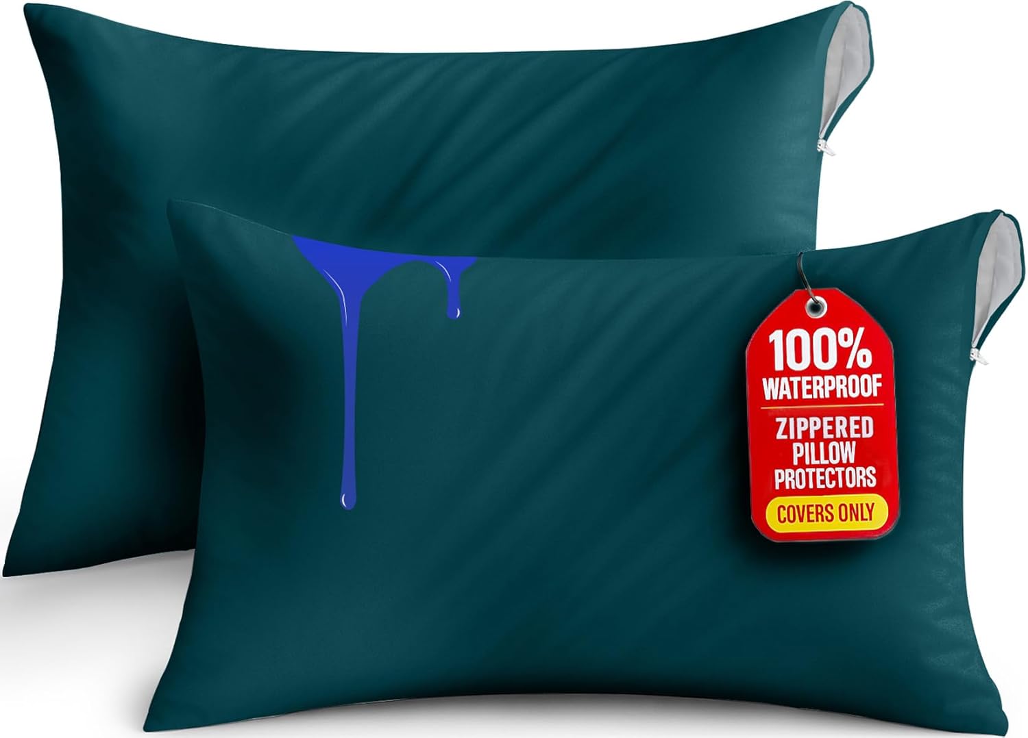 Lot de 2 Protège-Oreillers Imperméables avec Fermeture Éclair (50x70 cm)