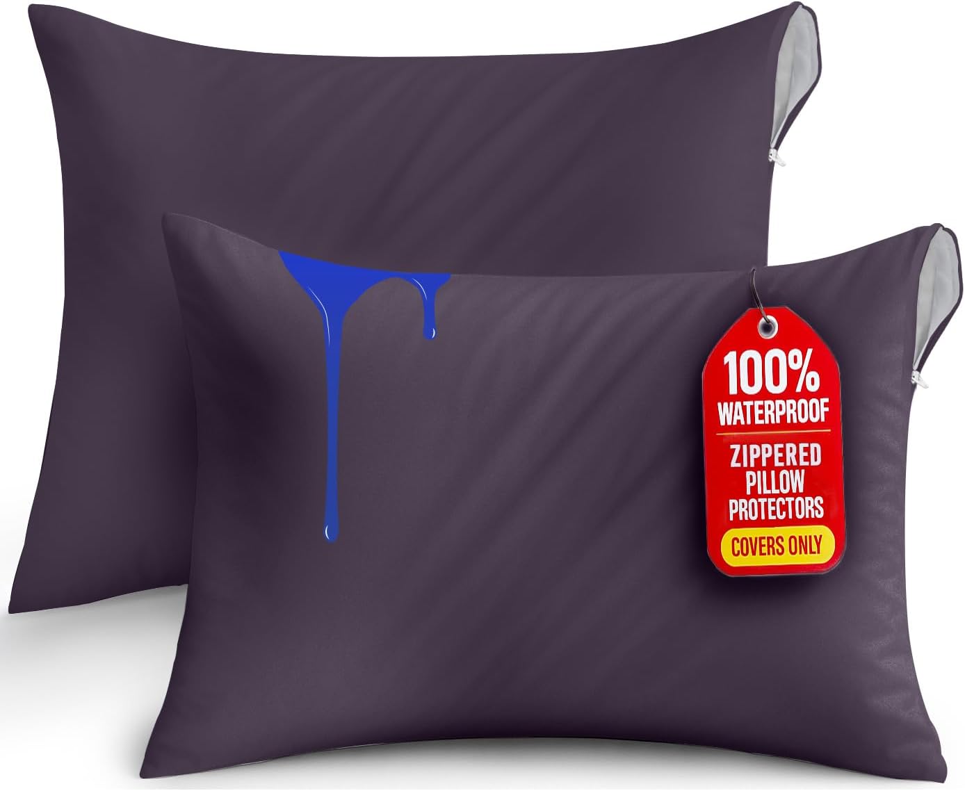 Lot de 2 Protège-Oreillers Imperméables avec Fermeture Éclair (50x70 cm)