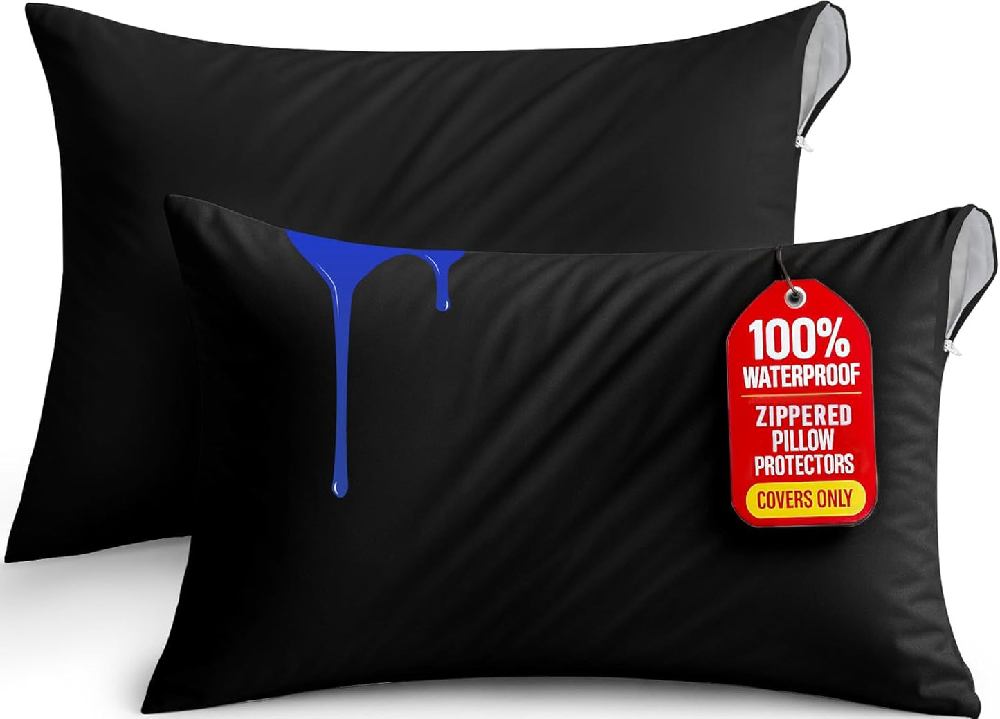 Lot de 2 Protège-Oreillers Imperméables avec Fermeture Éclair (50x70 cm)
