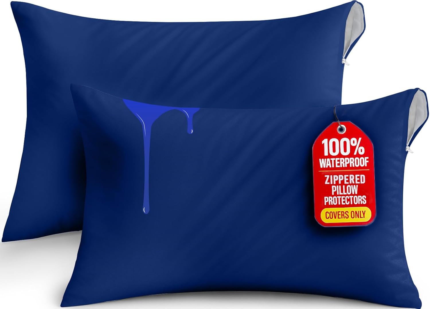 Lot de 2 Protège-Oreillers Imperméables avec Fermeture Éclair (50x70 cm)