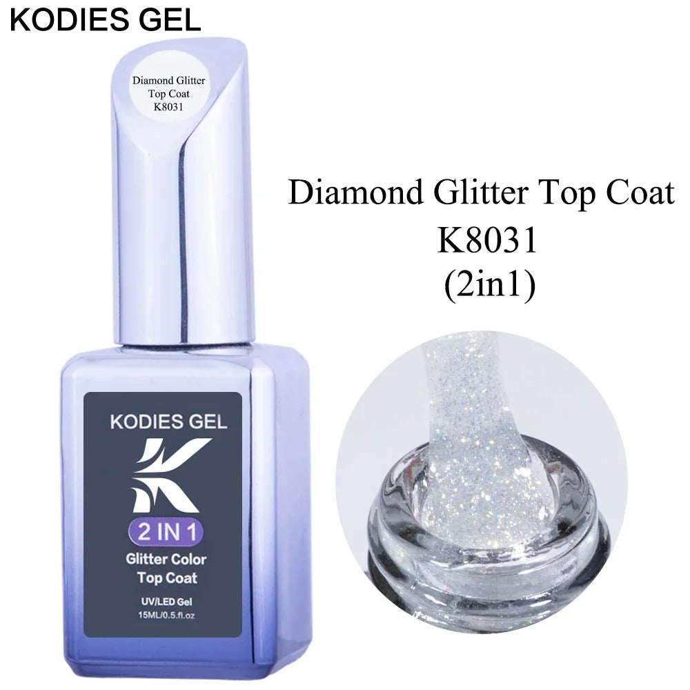 AVP PASSION: Diamond No-Wipe UV Glitter Top Coat Gel Polish (15ML)