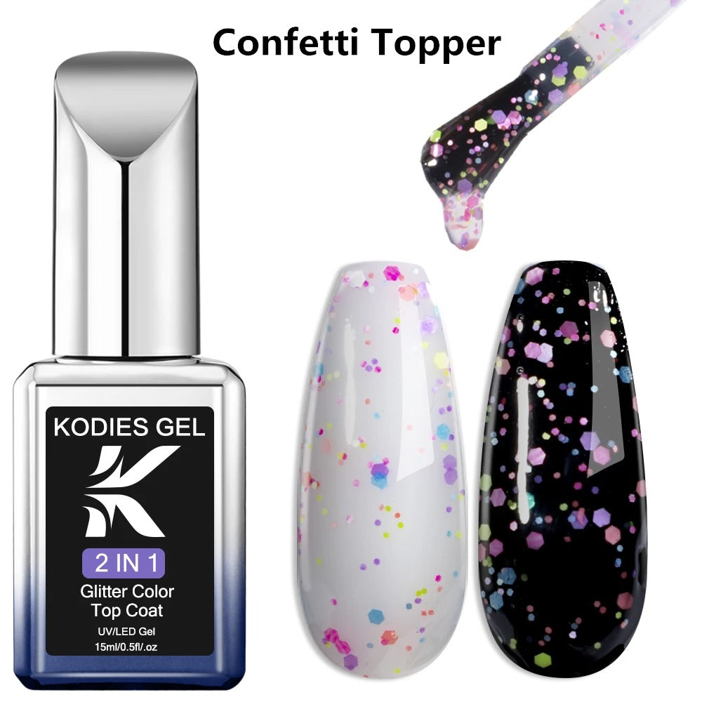 AVP PASSION: Diamond No-Wipe UV Glitter Top Coat Gel Polish (15ML)