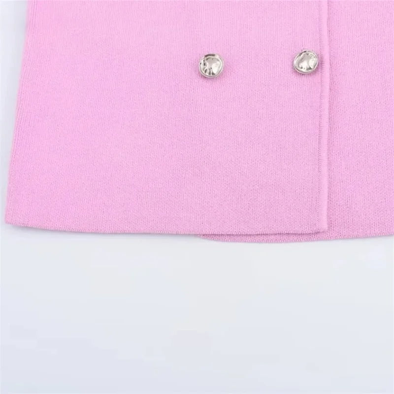 AVP PASSION: Knit Cropped Double-Breasted Vest