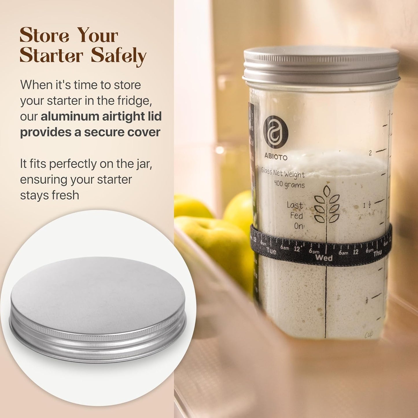 Kit Levain avec Bocal en Verre et Accessoires de Boulangerie