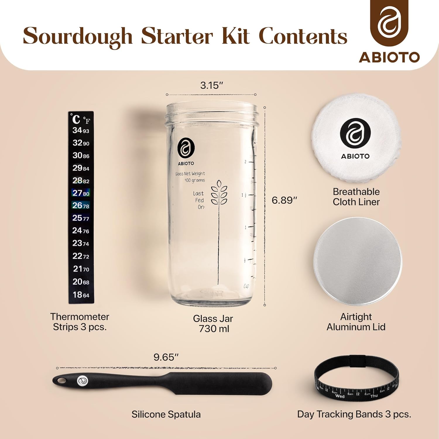 Kit Levain avec Bocal en Verre et Accessoires de Boulangerie