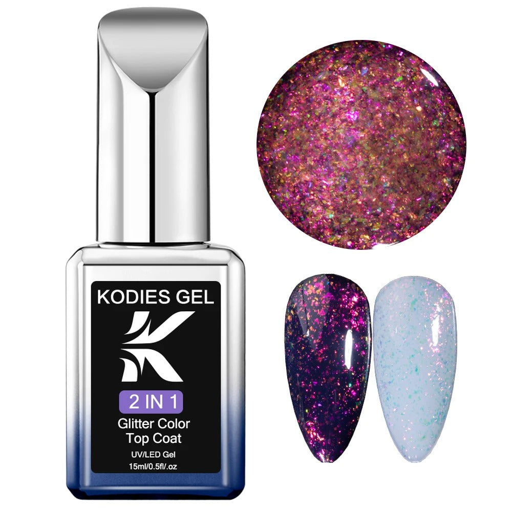 AVP PASSION: Diamond No-Wipe UV Glitter Top Coat Gel Polish (15ML)