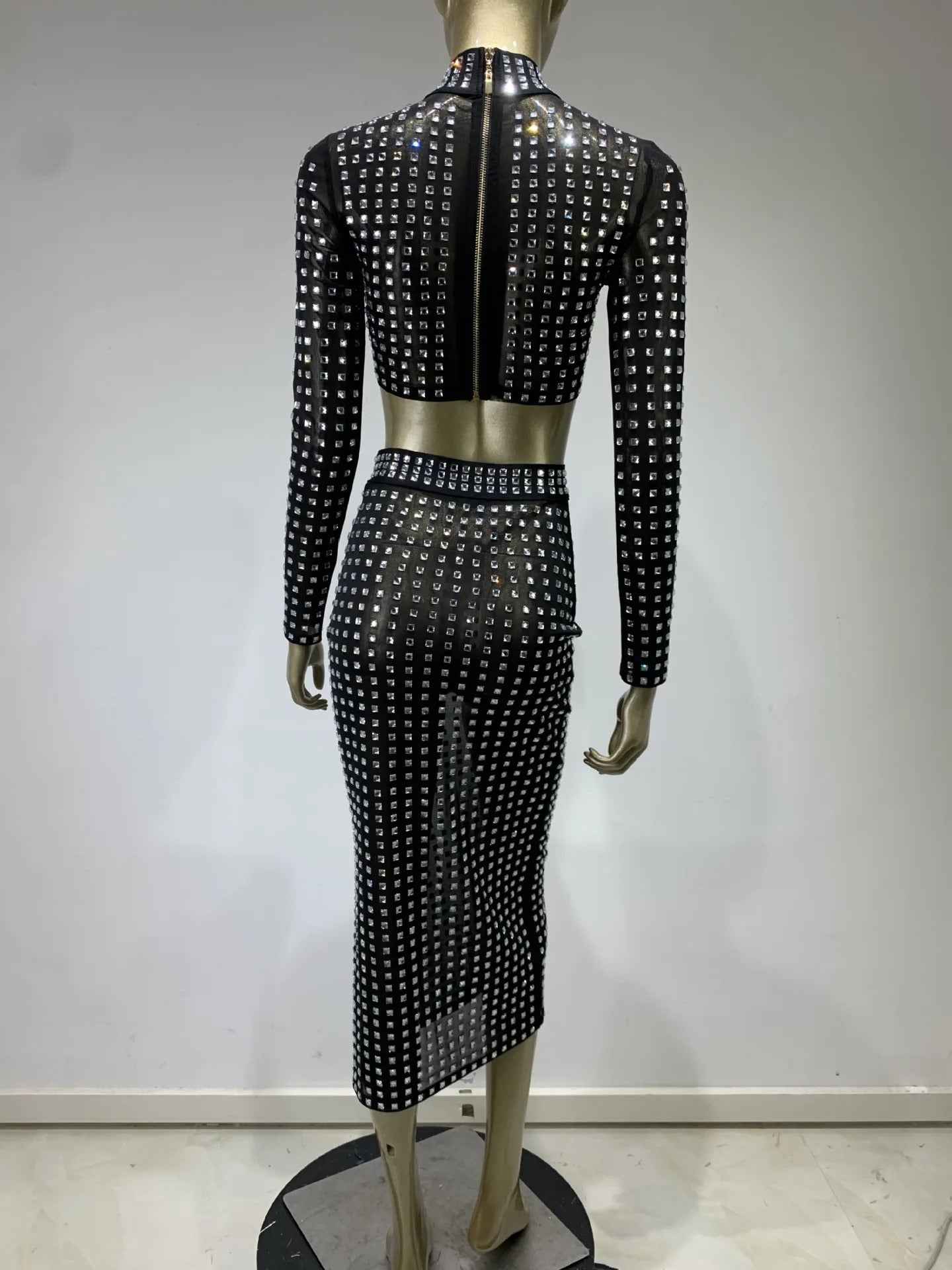 AVP PASSION: Crystal Mesh Two-Piece Skirt Set