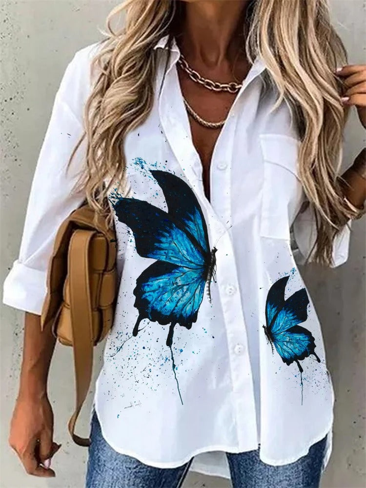 AVP PASSION: Casual Printed Long Sleeve Blouse for Women