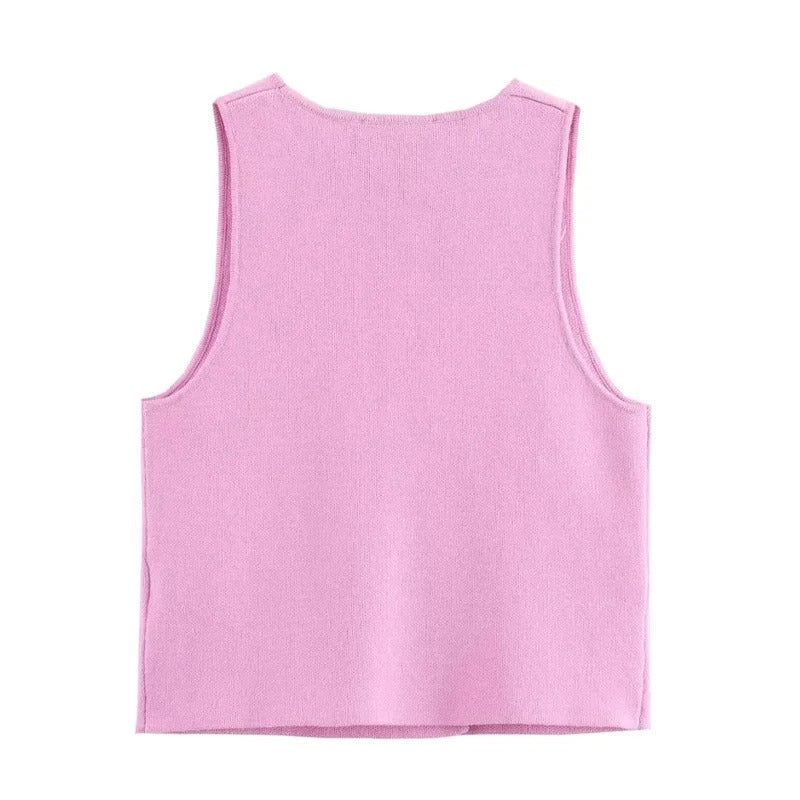 AVP PASSION: Knit Cropped Double-Breasted Vest