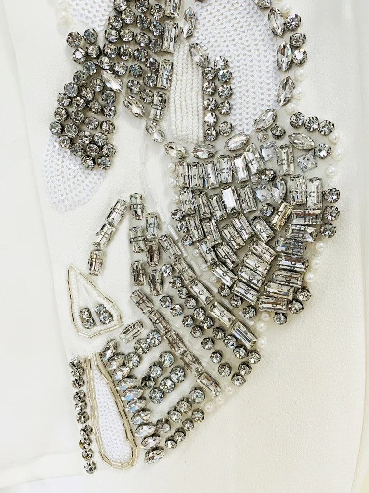 AVP PASSION: Rhinestone Beaded Wide-Leg Suit Set