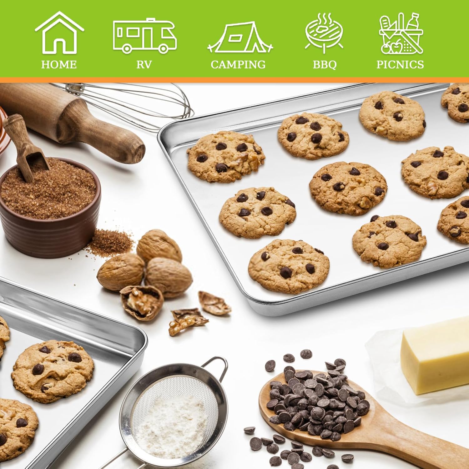 Plaques de cuisson en acier inoxydable – Lot de 2
