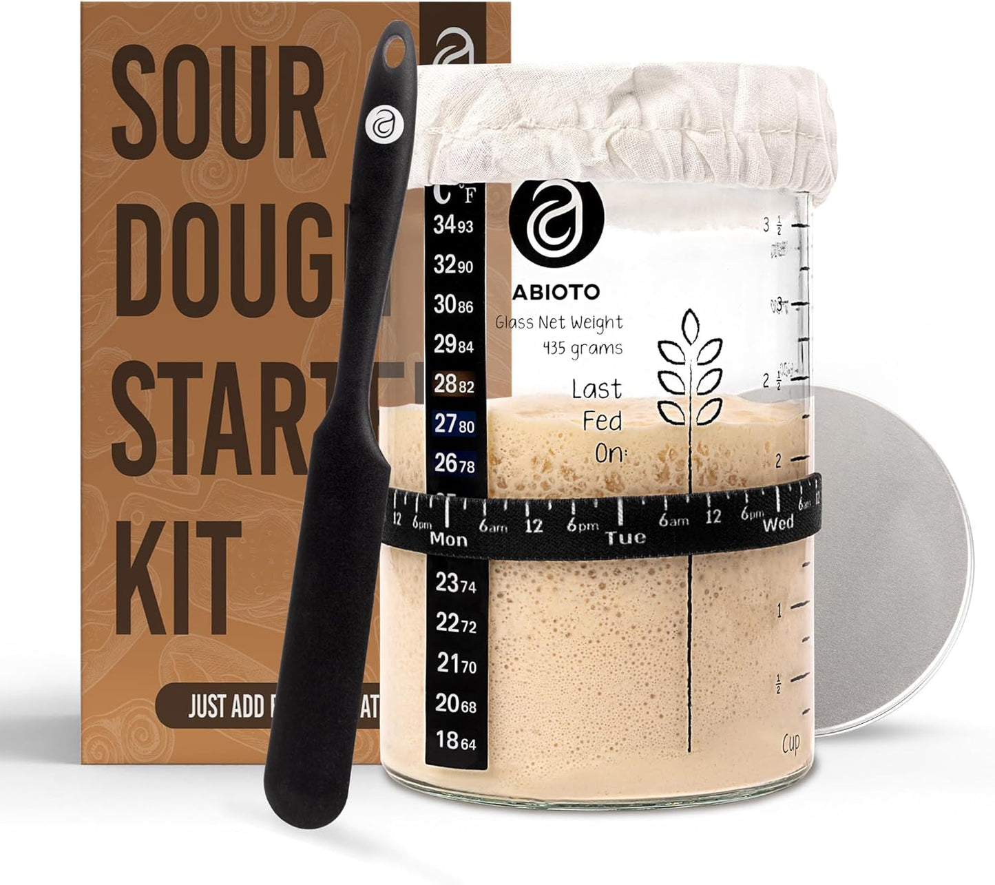 Kit Levain avec Bocal en Verre et Accessoires de Boulangerie