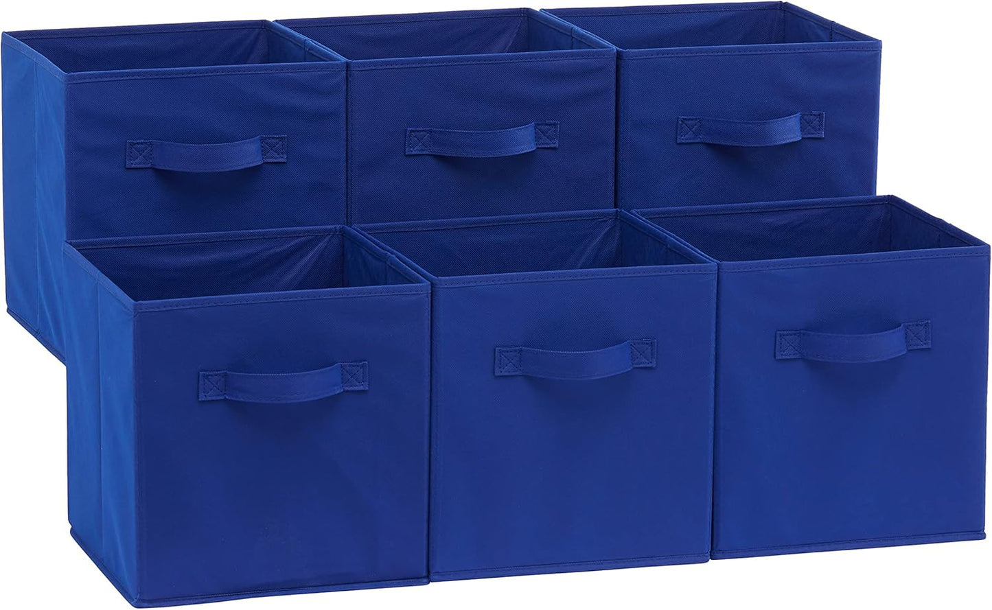 Lot de 6 Cubes de Rangement Pliables en Tissu Rayé