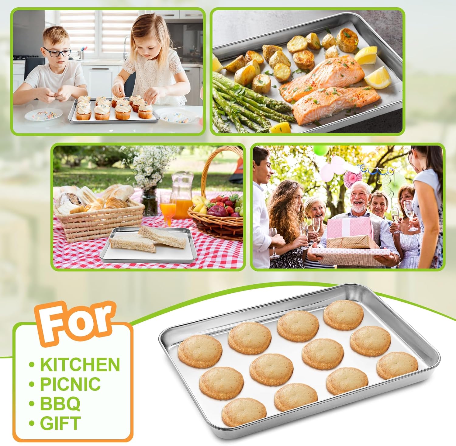 Plaques de cuisson en acier inoxydable – Lot de 2