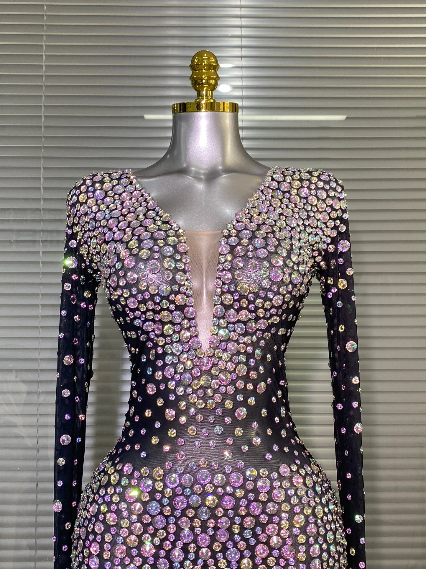AVP PASSION: Sheer Black Sparkle Bodycon Mini Dress