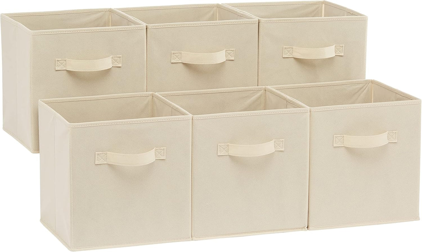 Lot de 6 Cubes de Rangement Pliables en Tissu Rayé