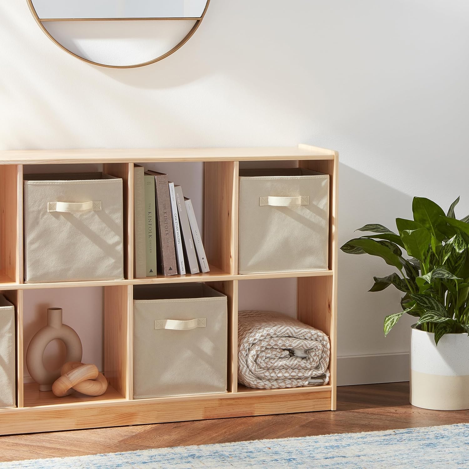 Lot de 6 Cubes de Rangement Pliables en Tissu Rayé