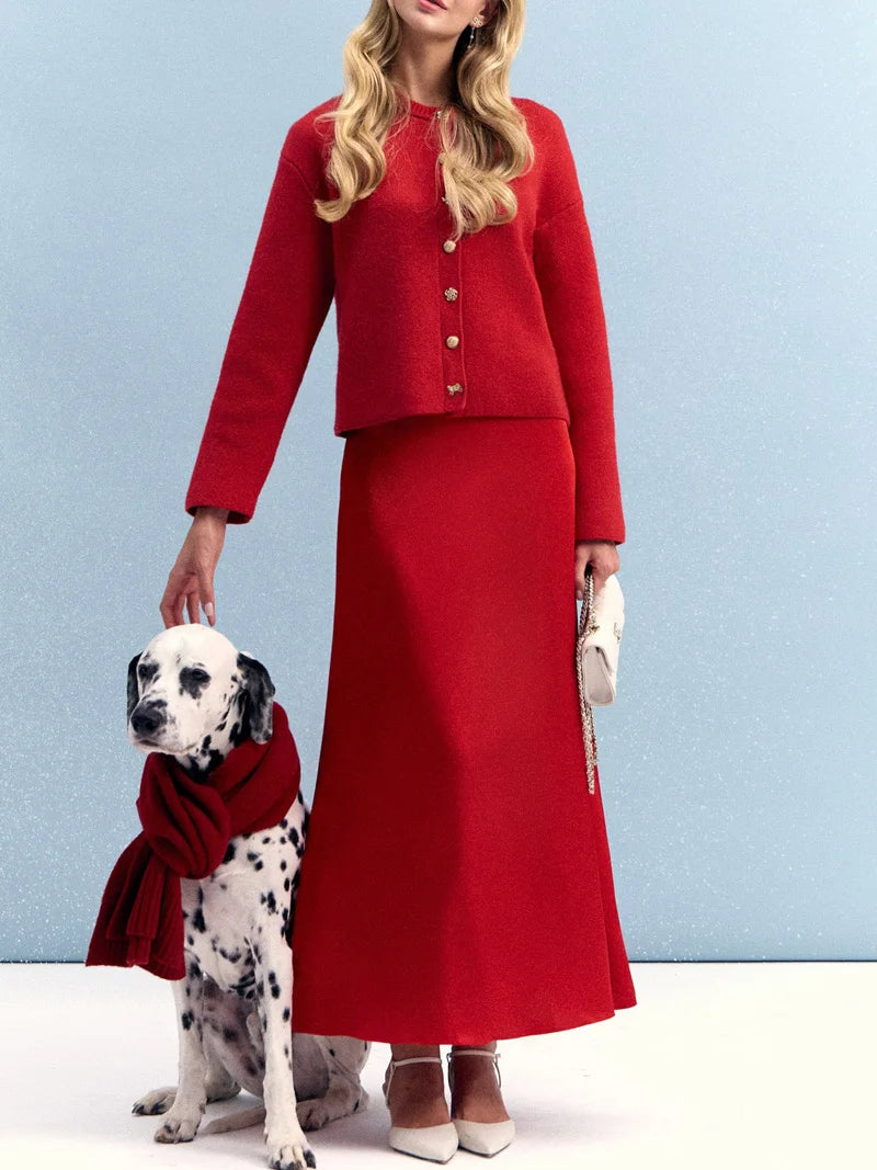 Cardigan Femme Rouge Tricoté – Style Ample & Boutonné