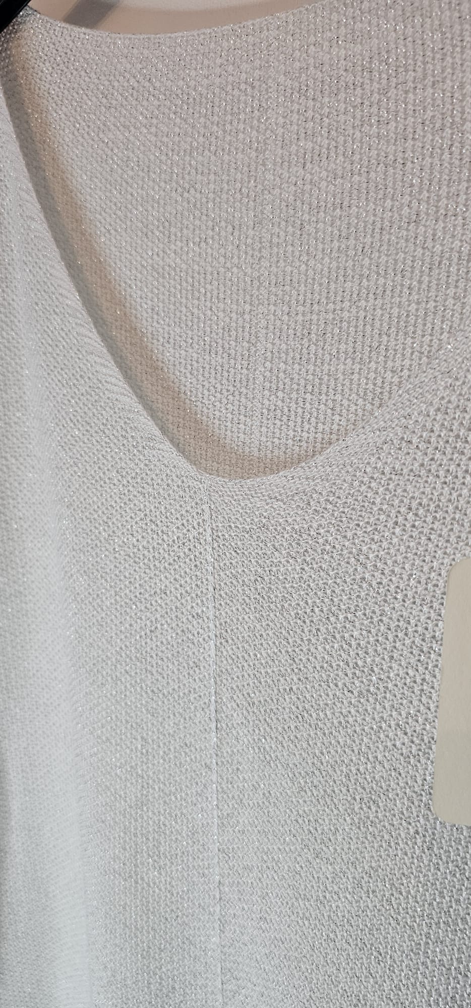 Pull Brillant Femme Viscose Manche 3/4 – Argent – Taille Unique