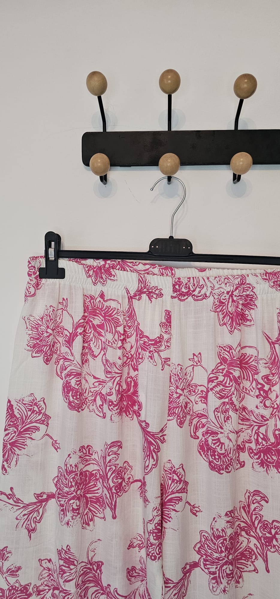 AVP PASSION Pantalon femme viscose vintage floral roses pivoines confortable et extensible