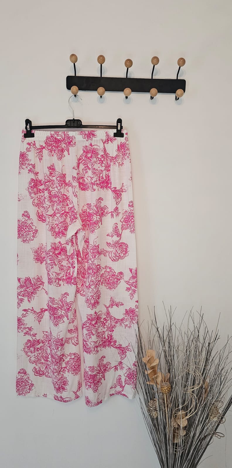 AVP PASSION Pantalon femme viscose vintage floral roses pivoines confortable et extensible
