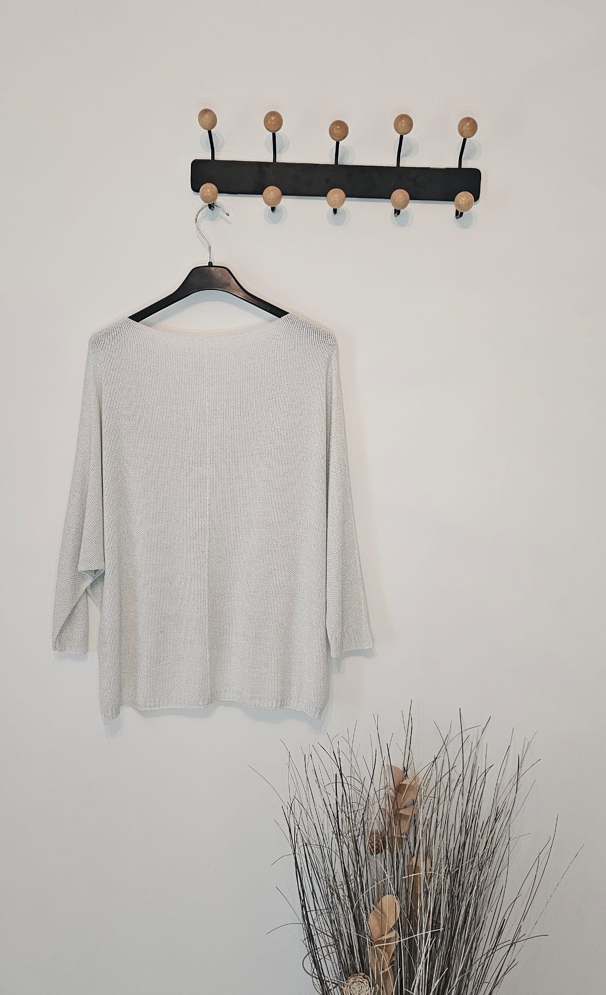 Pull Brillant Femme Viscose Manche 3/4 – Argent – Taille Unique