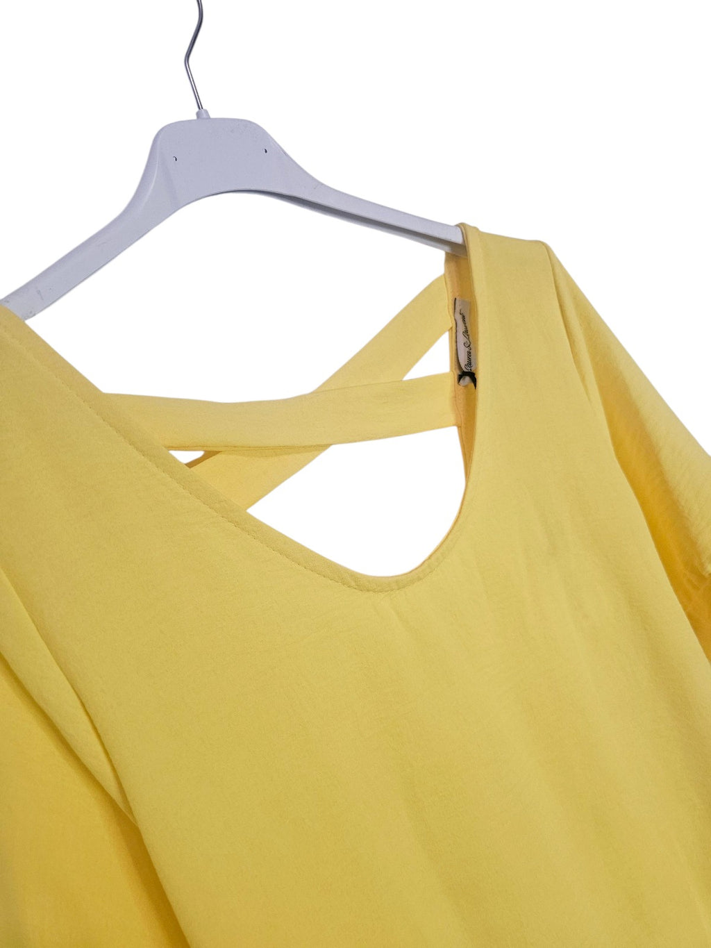 AVP PASSION-Robe Jaune Fluide Femme avec Ceinture – Taille Unique – Dos Croisé