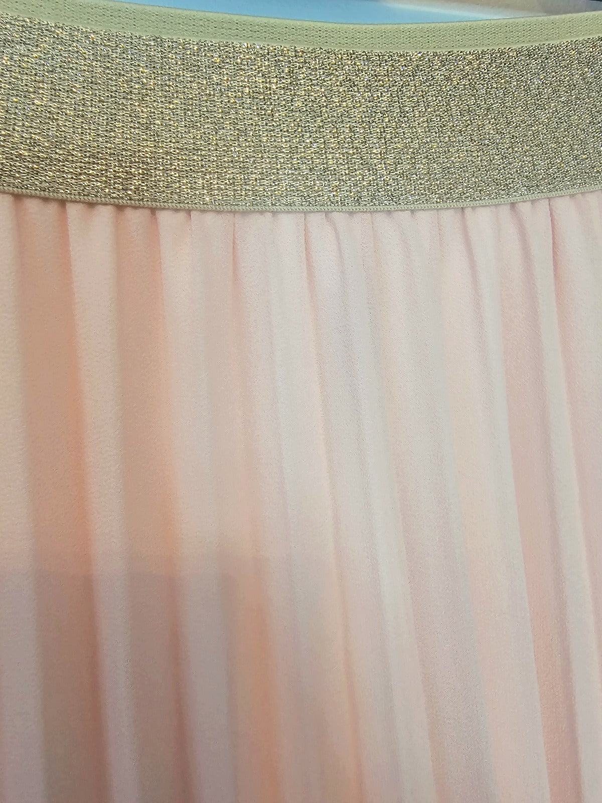 AVP PASSION Jupe Plissée Vert Menthe Élastique Tissu Vaporeux Ceinture Dorée Taille Unique S à L Style Romantique et Élégant