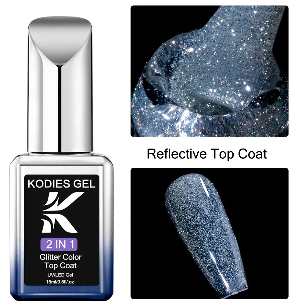 AVP PASSION: Diamond No-Wipe UV Glitter Top Coat Gel Polish (15ML)