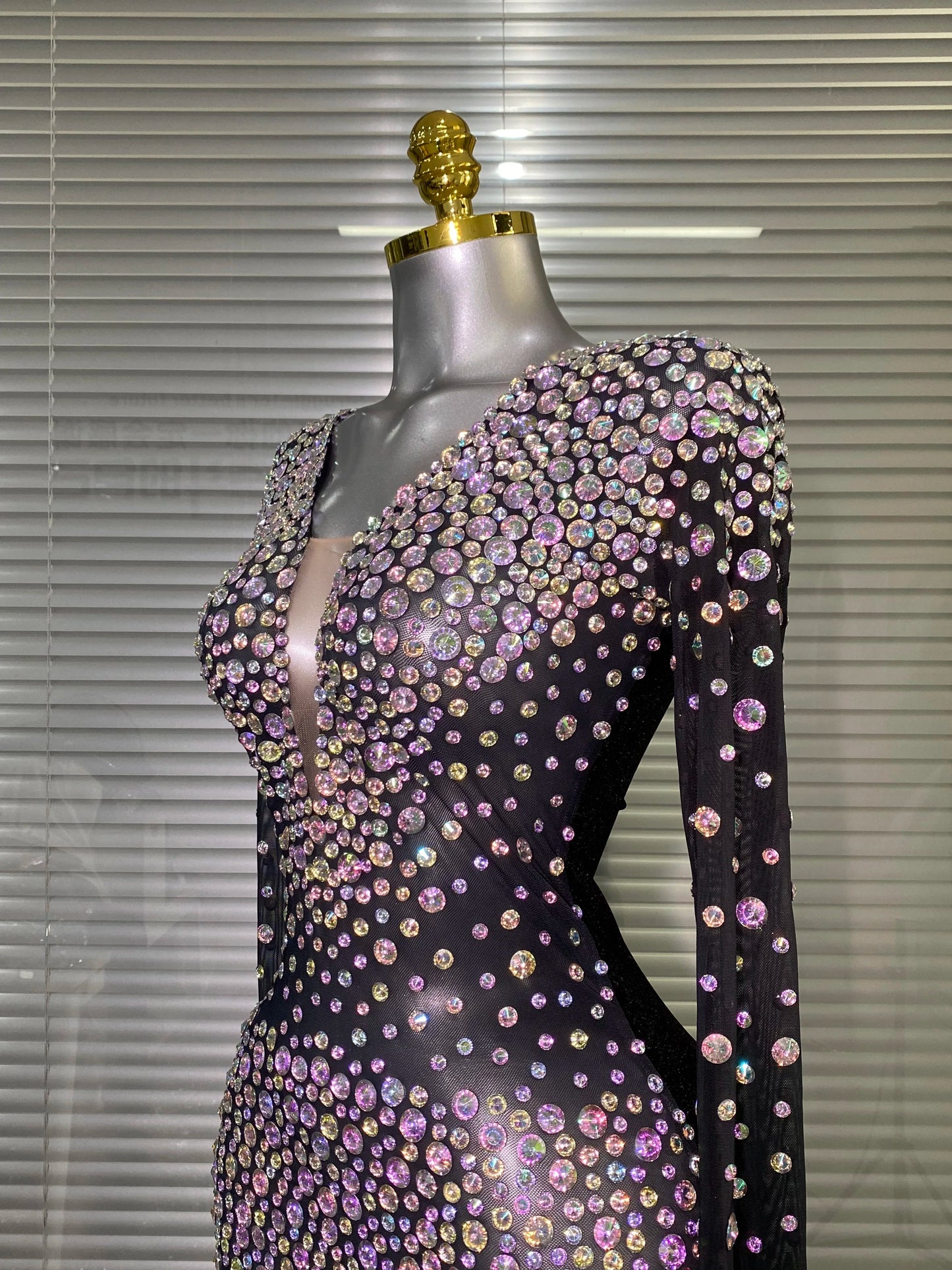 AVP PASSION: Sheer Black Sparkle Bodycon Mini Dress