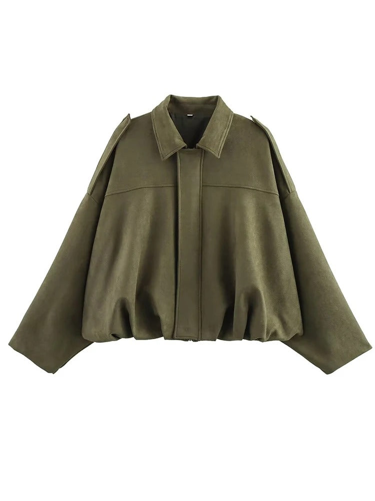 Veste Bomber Oversize Vintage Femme – Vert Chic 2025