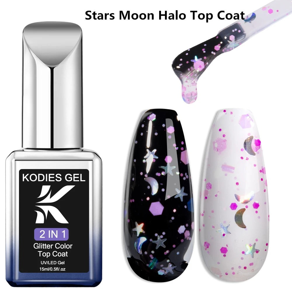 AVP PASSION: Diamond No-Wipe UV Glitter Top Coat Gel Polish (15ML)