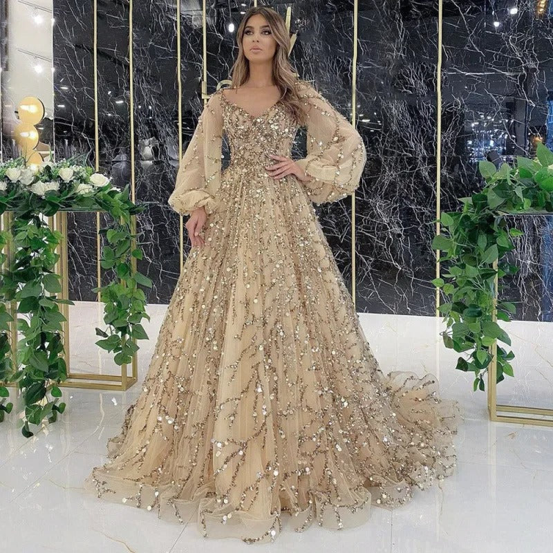 AVP PASSION: Gold Beaded Queen’s Evening Gown