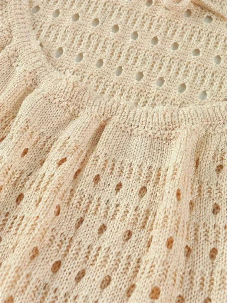 AVP PASIÓN: Vestido playero largo de punto con borlas