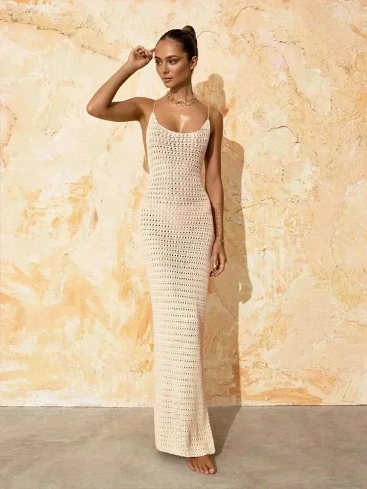 AVP PASSION: Tassel Knit Beach Maxi Dress Cover-Up