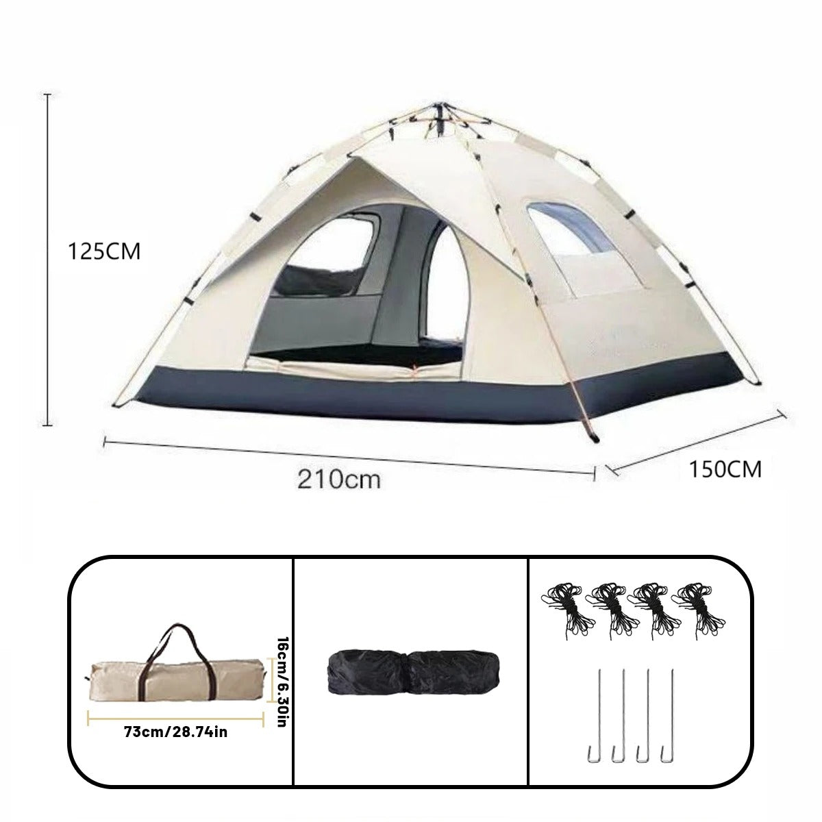 AVP PASSION: 4-Person Quick-Open Outdoor Shelter Tent